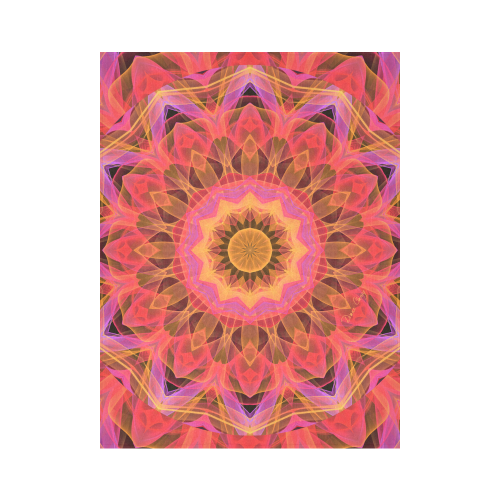 Abstract Peach Violet Mandala Ribbon Candy Lace Cotton Linen Wall Tapestry 60"x 80"