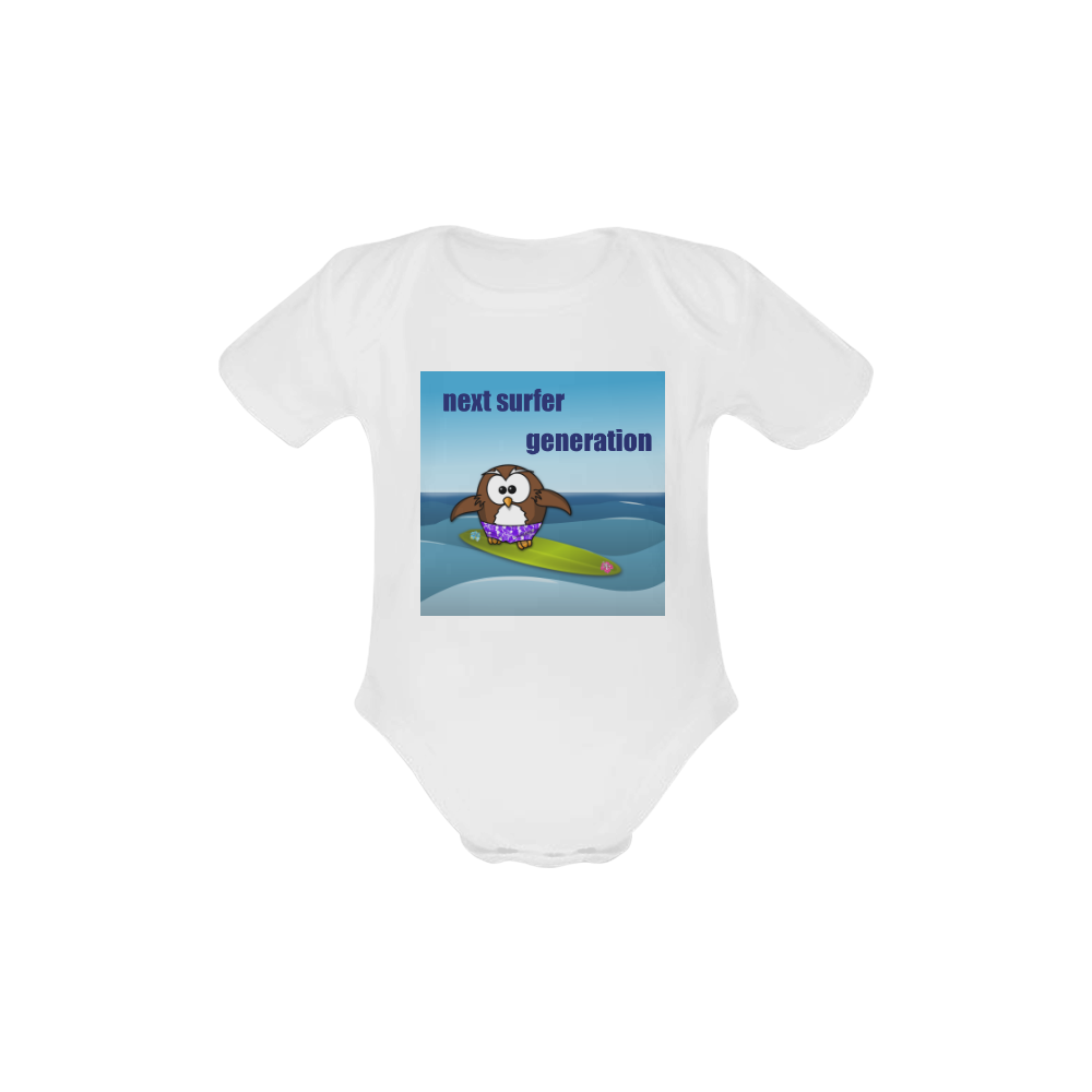 surfer owl Baby Powder Organic Short Sleeve One Piece (Model T28)