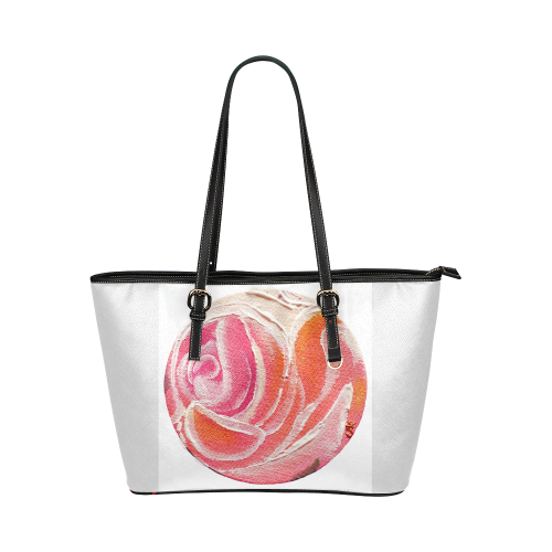 Juicy SUnday Plum ROses Leather Tote Bag/Small (Model 1651)