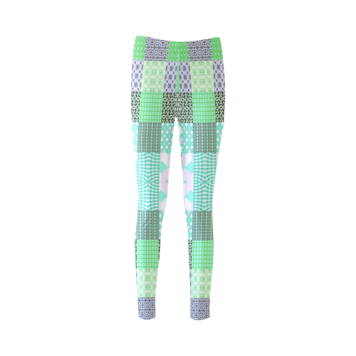 Shapes Pattern Mix - Green Cyan Cassandra Women's Leggings (Model L01)