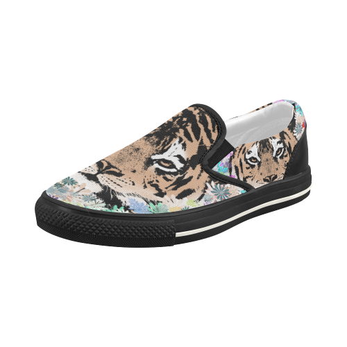 FLOWER TIGER Women's Slip-on Canvas Shoes (Model 019)