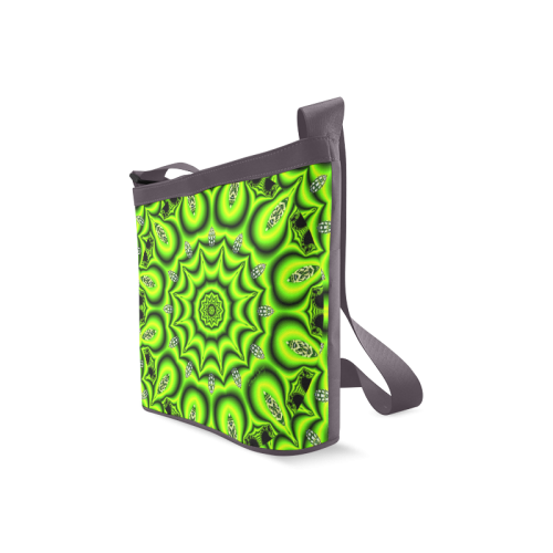 Spring Lime Green Garden Mandala, Abstract Spirals Crossbody Bags (Model 1613)