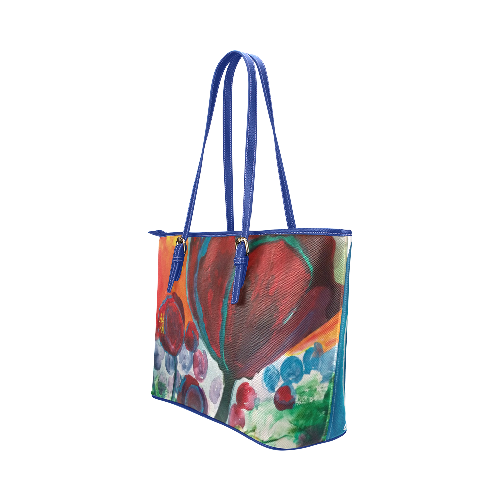 turqouise dreams Leather Tote Bag/Small (Model 1651)