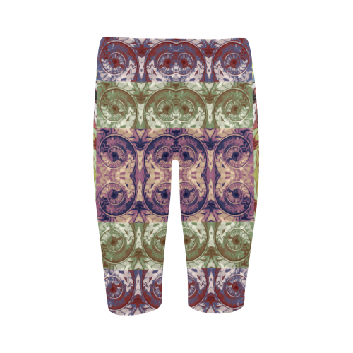 Snails Spirals Mosaic Grunge Pattern Hestia Cropped Leggings (Model L03)