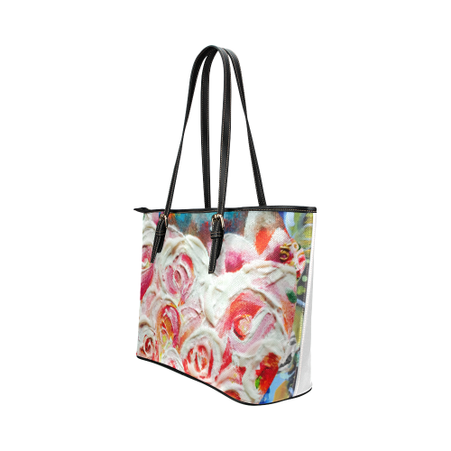 Roses on Fire Leather Tote Bag/Small (Model 1651)