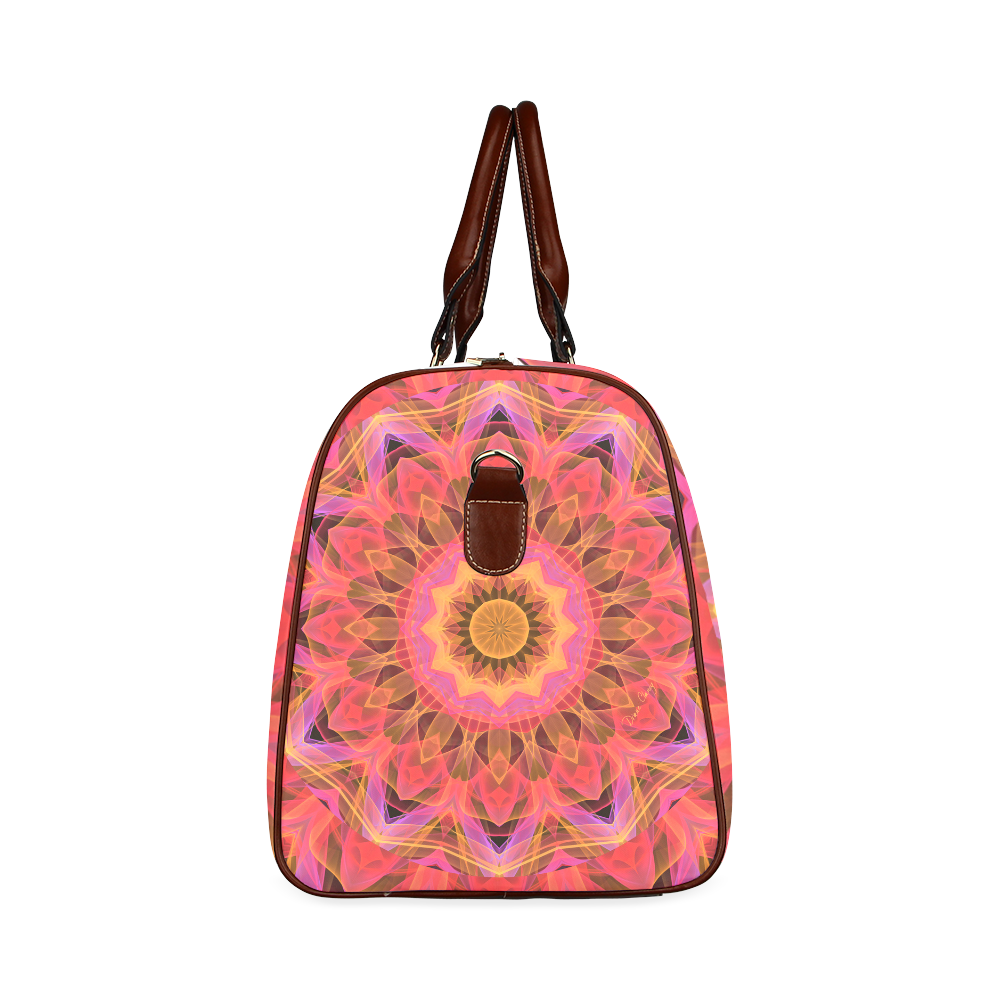 Abstract Peach Violet Mandala Ribbon Candy Lace Waterproof Travel Bag/Small (Model 1639)