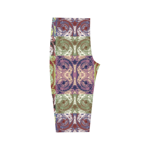 Snails Spirals Mosaic Grunge Pattern Hestia Cropped Leggings (Model L03)