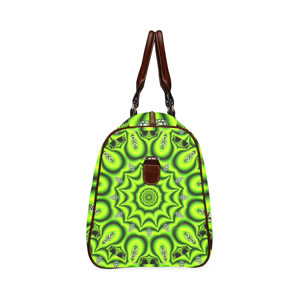 Spring Lime Green Garden Mandala, Abstract Spirals Waterproof Travel Bag/Small (Model 1639)
