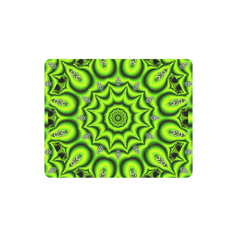 Spring Lime Green Garden Mandala, Abstract Spirals Rectangle Mousepad