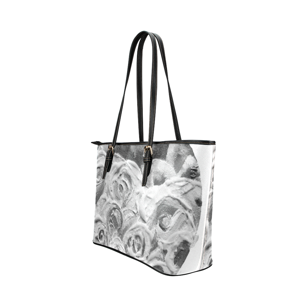 Roses on Fire bnw Leather Tote Bag/Small (Model 1651)