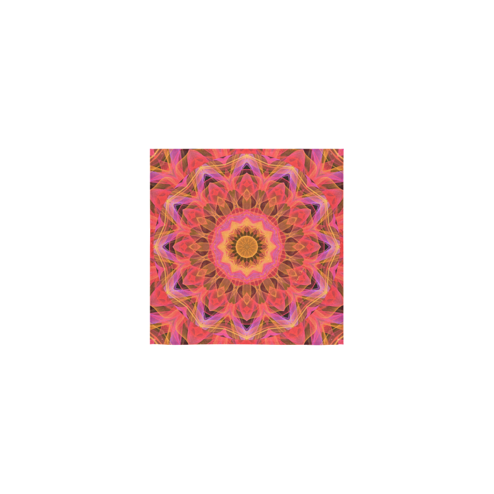 Abstract Peach Violet Mandala Ribbon Candy Lace Square Towel 13“x13”