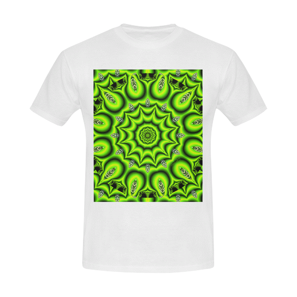 Spring Lime Green Garden Mandala, Abstract Spirals Men's Slim Fit T-shirt (Model T13)