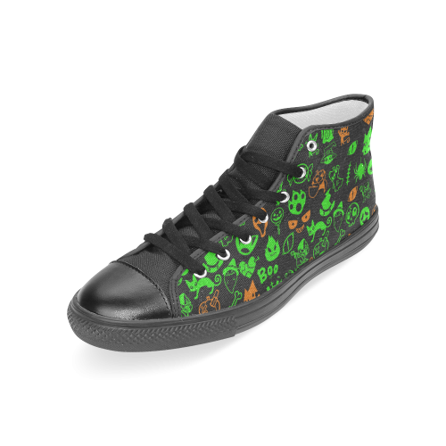 Fun Halloween Characters In Green And Orange Women's Classic High Top Canvas Shoes (Model 017)