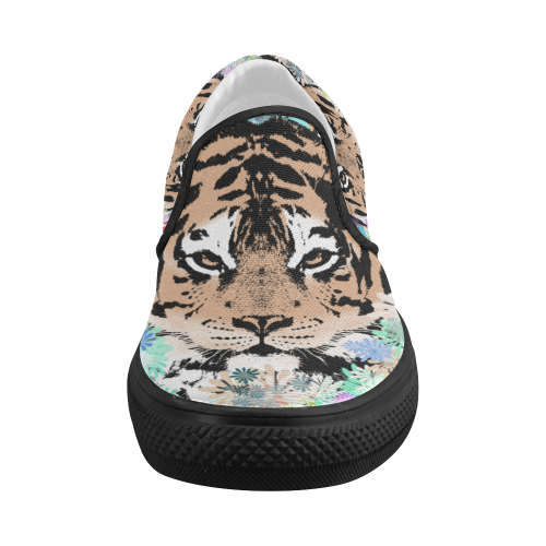 FLOWER TIGER Women's Slip-on Canvas Shoes (Model 019)