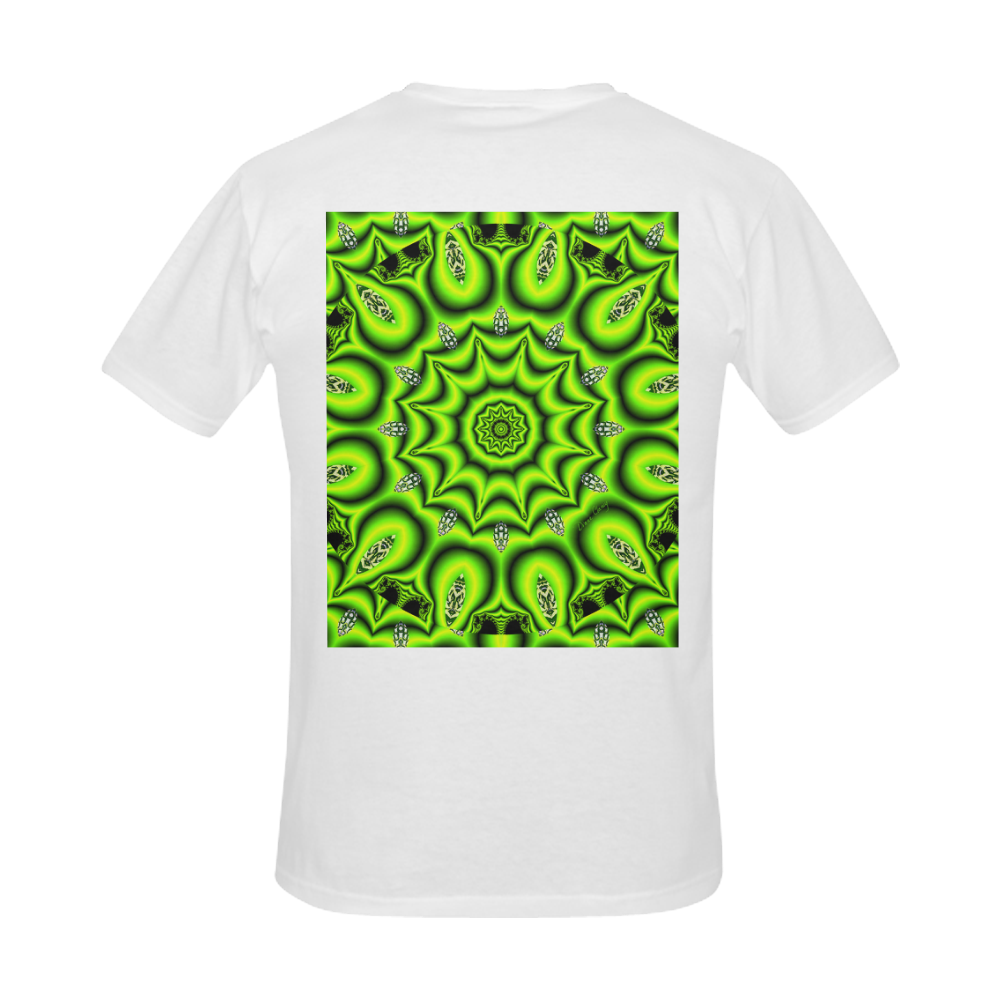 Spring Lime Green Garden Mandala, Abstract Spirals Men's Slim Fit T-shirt (Model T13)