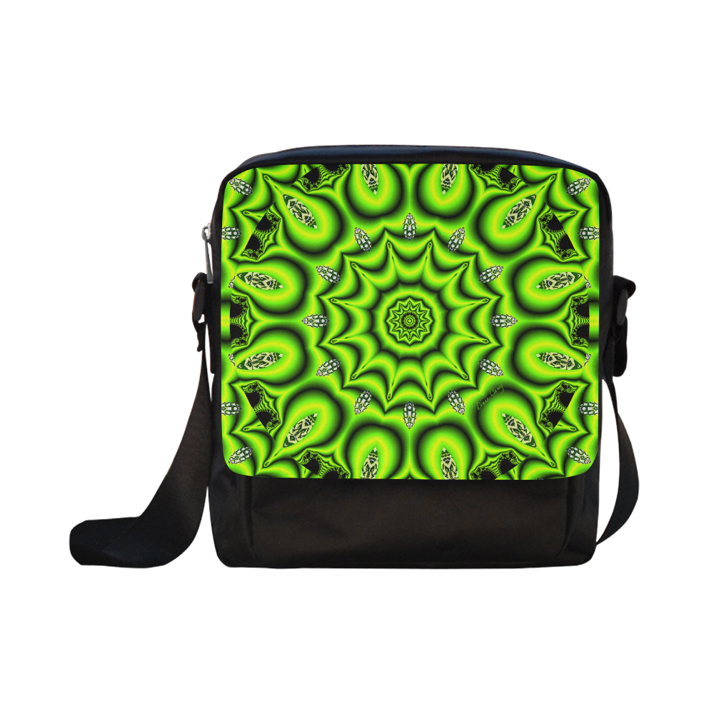 Spring Lime Green Garden Mandala, Abstract Spirals Crossbody Nylon Bags (Model 1633)