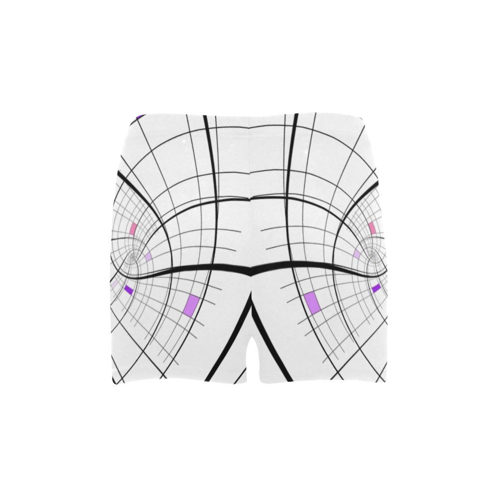 Swirl Grid Lilac Rose Spiral Briseis Skinny Shorts (Model L04)