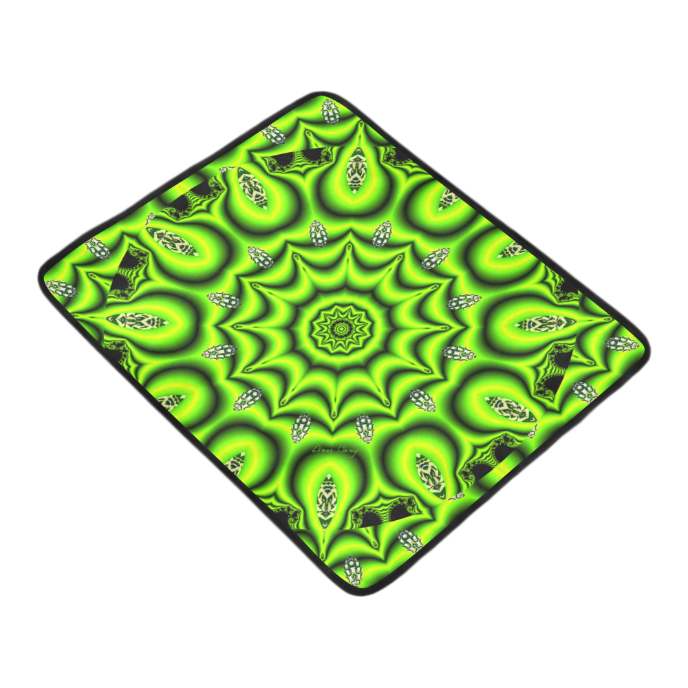 Spring Lime Green Garden Mandala, Abstract Spirals Beach Mat 78"x 60"