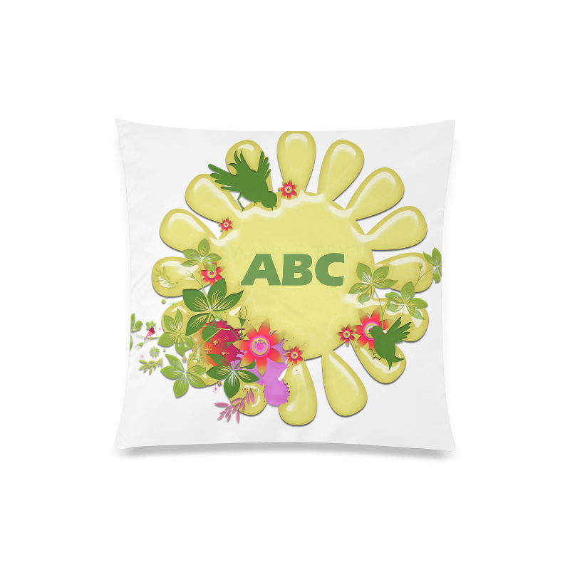 Shiny Sun Flower with Birds & Botanical PERSOOONALIZE Custom Zippered Pillow Case 20"x20"(Twin Sides)