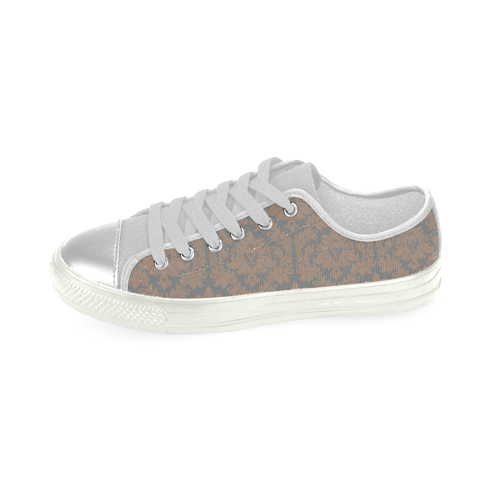 autumn fall colors beige grey damask Women's Classic Canvas Shoes (Model 018)