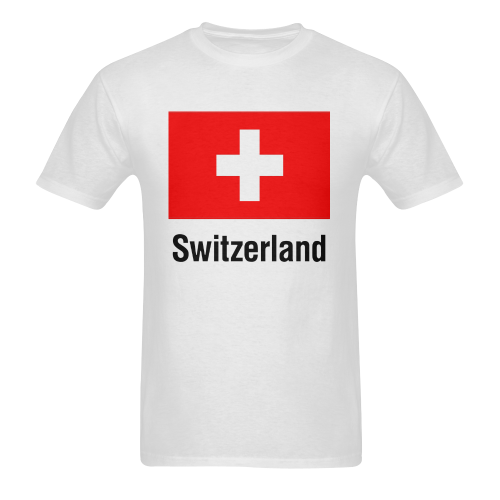 Swiss Flag TEXT SWITZERLAND Men's T-Shirt in USA Size (Two Sides Printing)