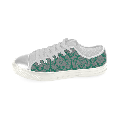 autumn fall colors green grey damask Women's Classic Canvas Shoes (Model 018)