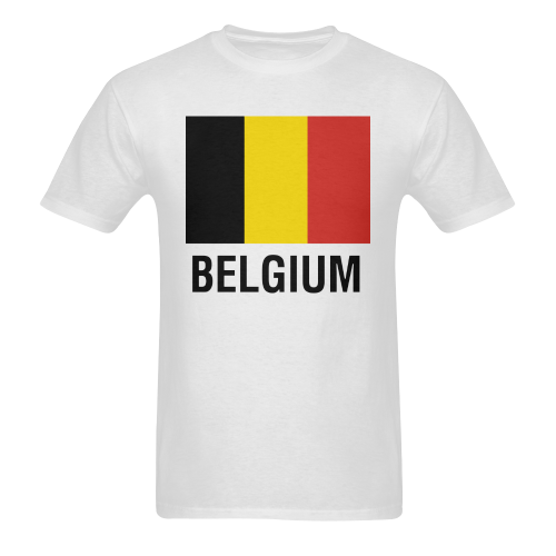 Belgian Flag TEXT BELGIUM Men's T-Shirt in USA Size (Two Sides Printing)