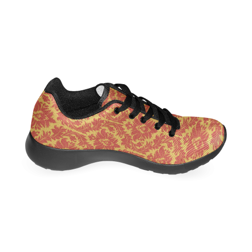 autumn fall colors yellow red damask pattern Women’s Running Shoes (Model 020)
