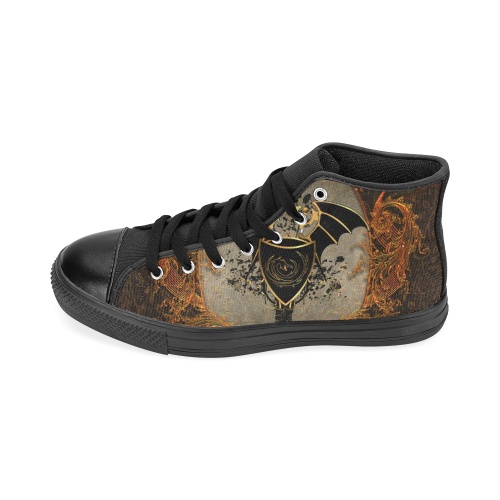 Dragon with swords and wings Men’s Classic High Top Canvas Shoes /Large Size (Model 017)