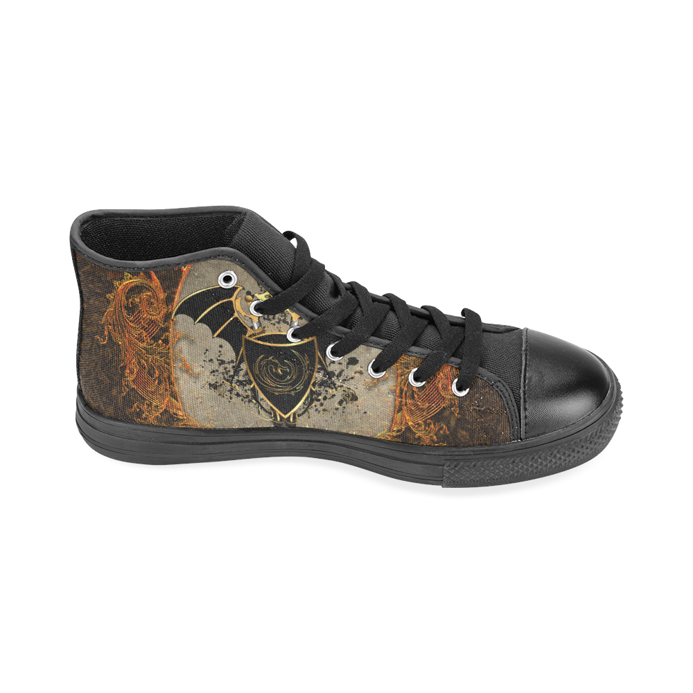 Dragon with swords and wings Men’s Classic High Top Canvas Shoes /Large Size (Model 017)