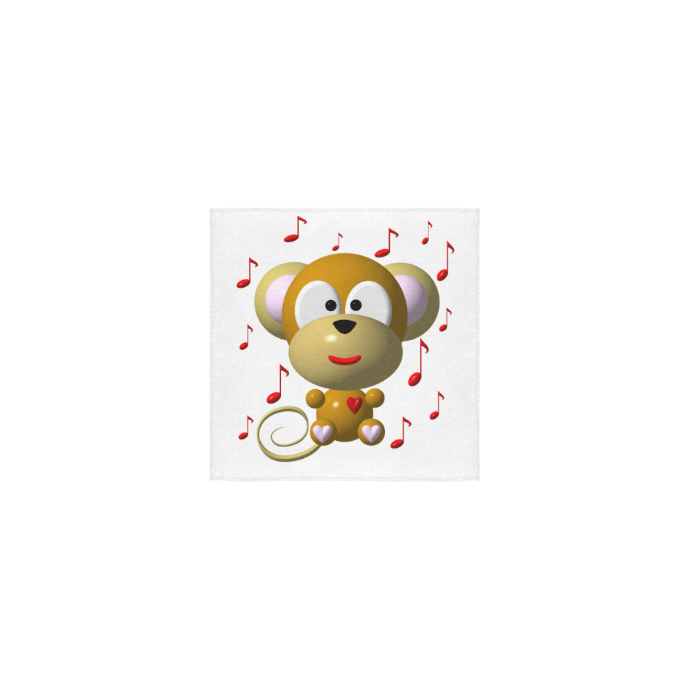 Cute Critters With Heart: Musical Monkey Square Towel 13“x13”