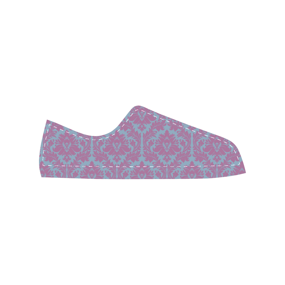 autumn fall colors pink blue damask Women's Classic Canvas Shoes (Model 018)