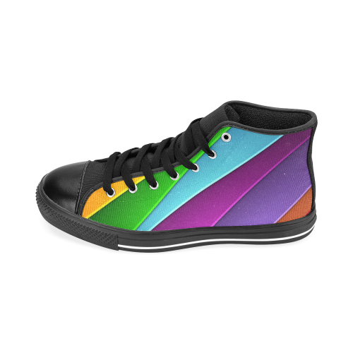 Layered Rainbow Men’s Classic High Top Canvas Shoes /Large Size (Model 017)