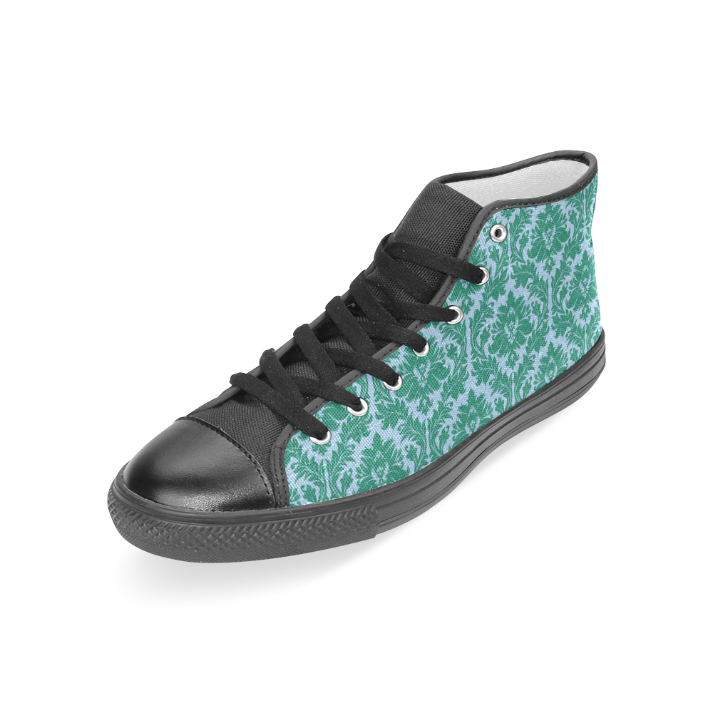 autumn fall colors green blue damask Women's Classic High Top Canvas Shoes (Model 017)