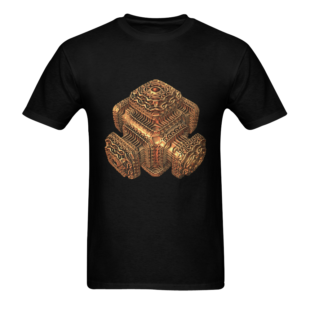 3-D Fractal Object in Gold Men's T-Shirt in USA Size (Two Sides Printing)