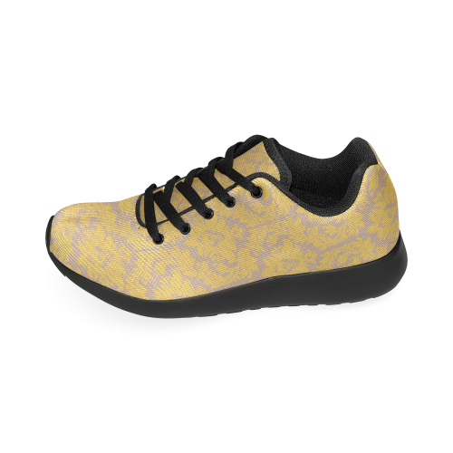 autumn fall colors yellow beige damask Women’s Running Shoes (Model 020)