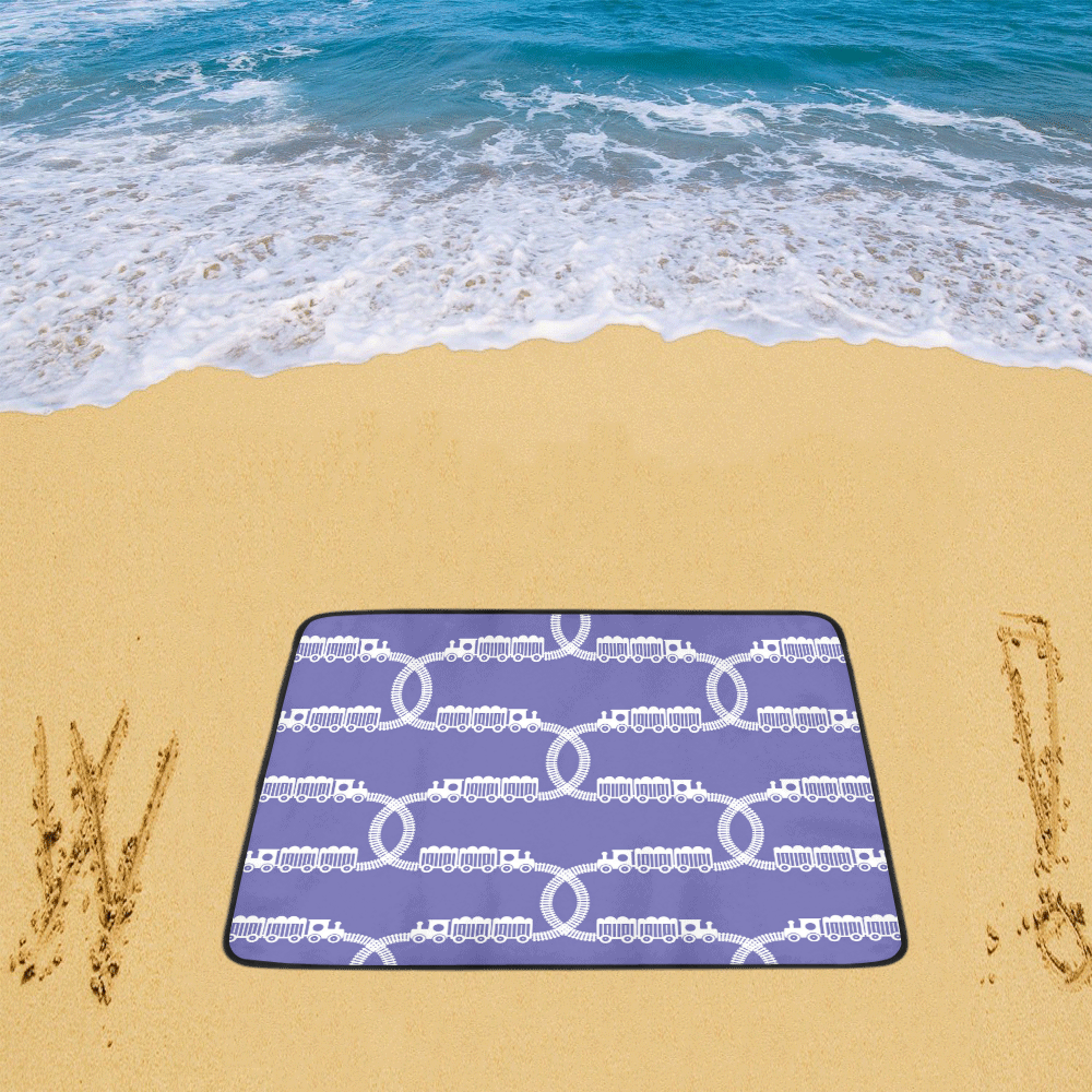 Train Tracks Pattern Beach Mat 78"x 60"