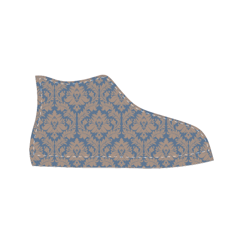 autumn fall colors beige blue damask Women's Classic High Top Canvas Shoes (Model 017)