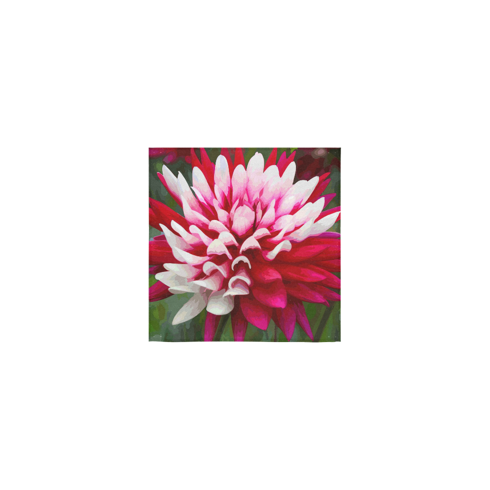 Red White Dahlia Floral Square Towel 13“x13”