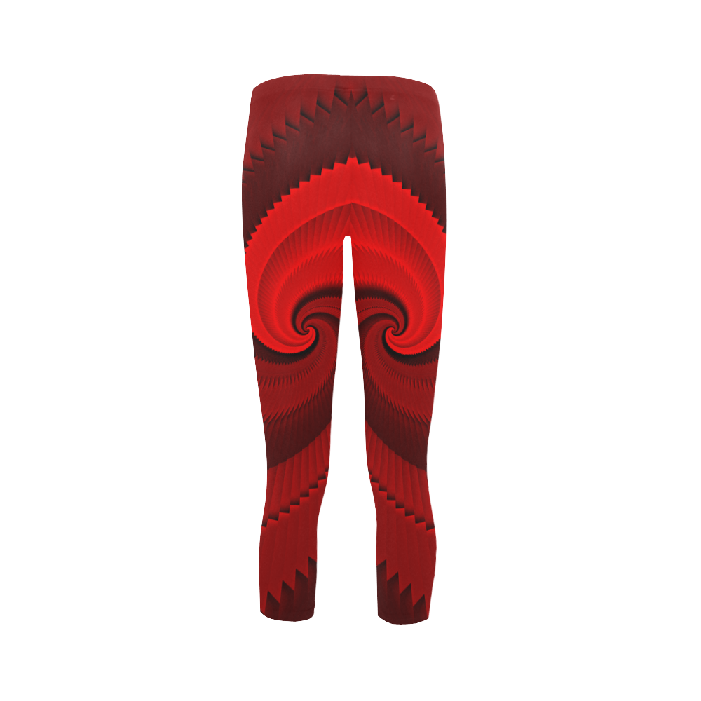 Red Rose Dragon Scales Spiral Capri Legging (Model L02)