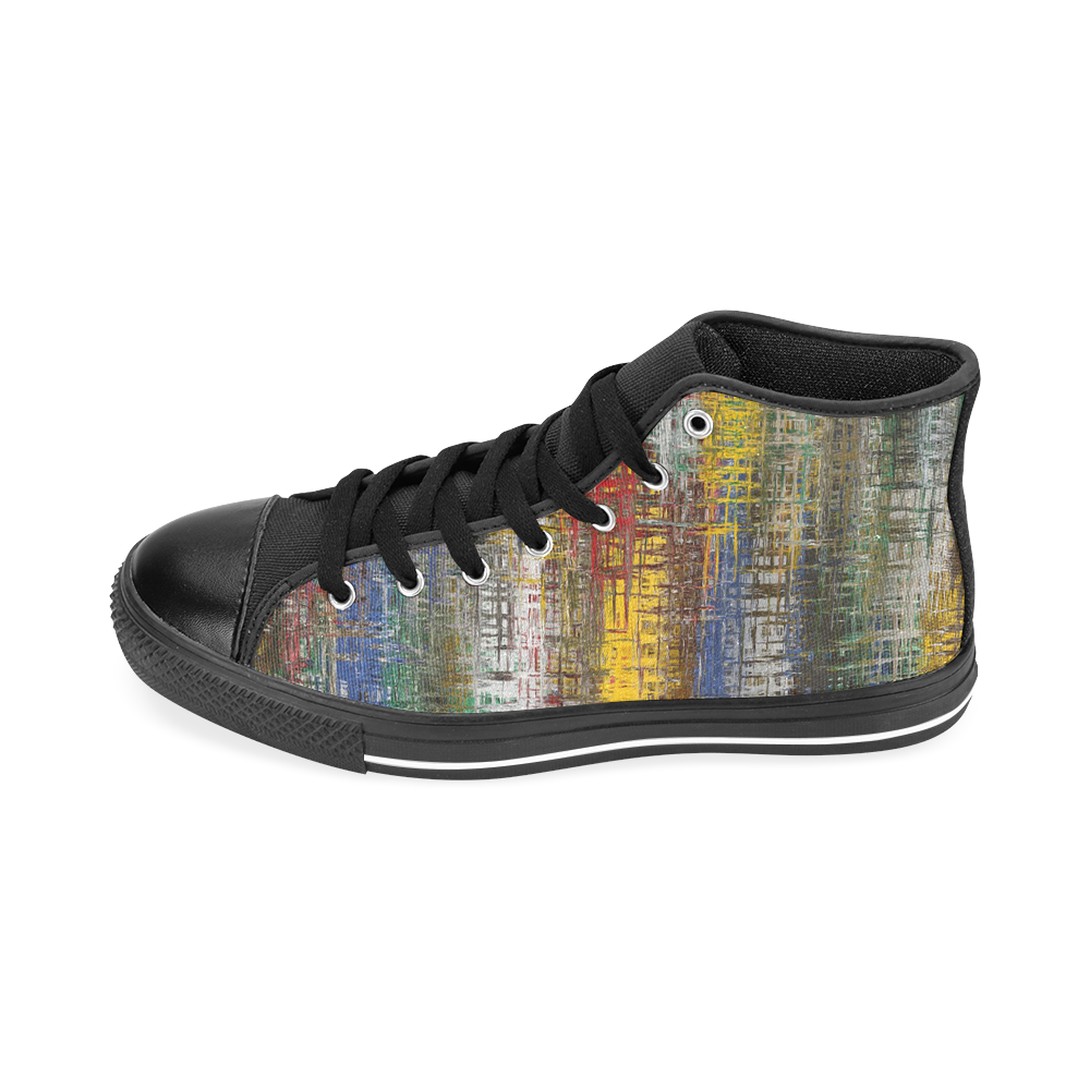 Colorful Grunge Men’s Classic High Top Canvas Shoes /Large Size (Model 017)
