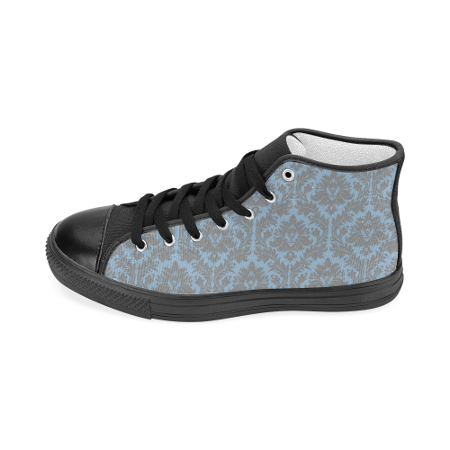 autumn fall colors grey blue damask Women's Classic High Top Canvas Shoes (Model 017)