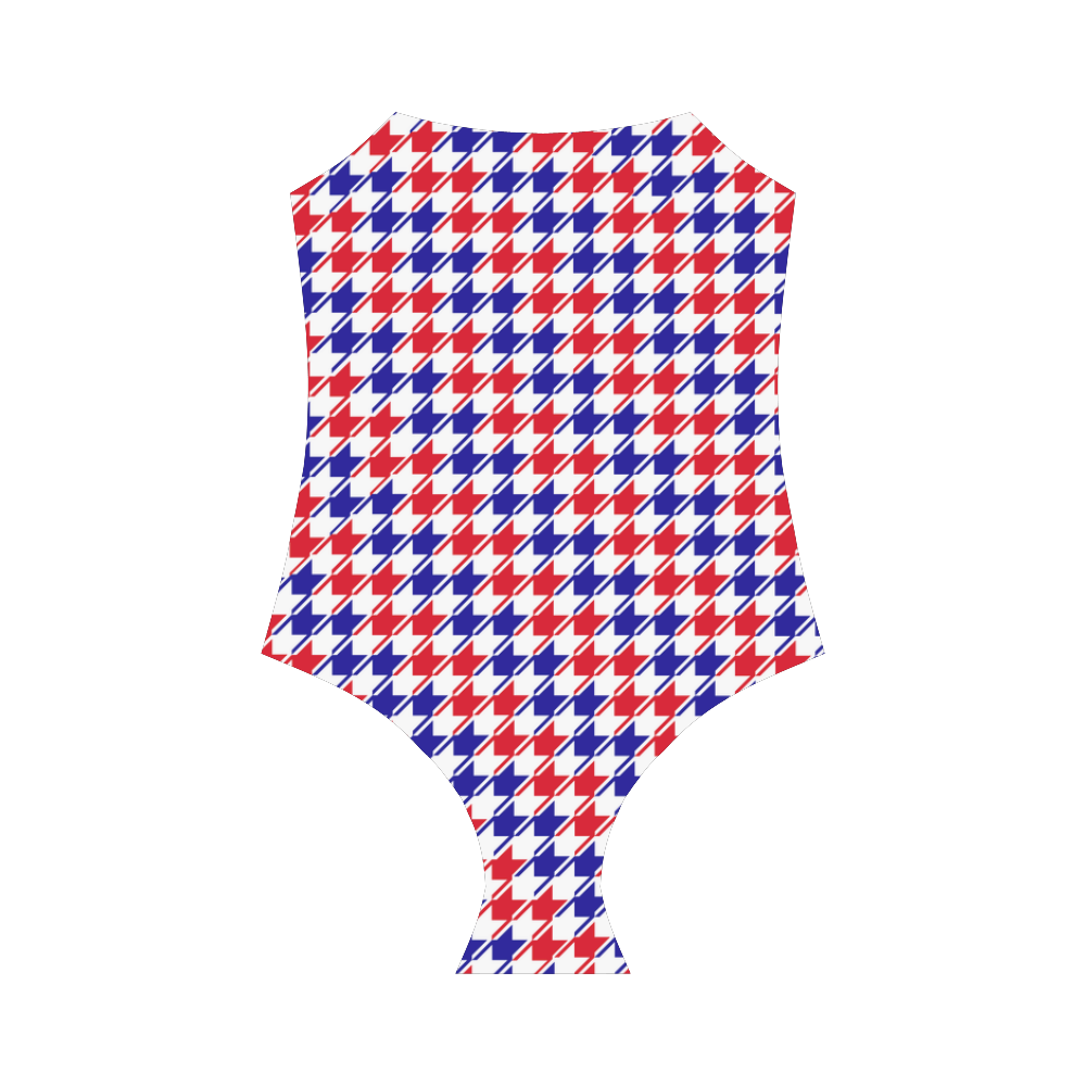 Patriotic Houndstooth Checks by ArtformDesigns Strap Swimsuit ( Model S05)