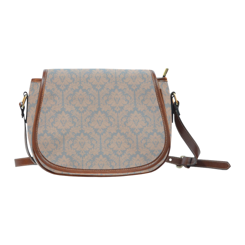 autumn fall colors beige grey damask Saddle Bag/Small (Model 1649) Full Customization