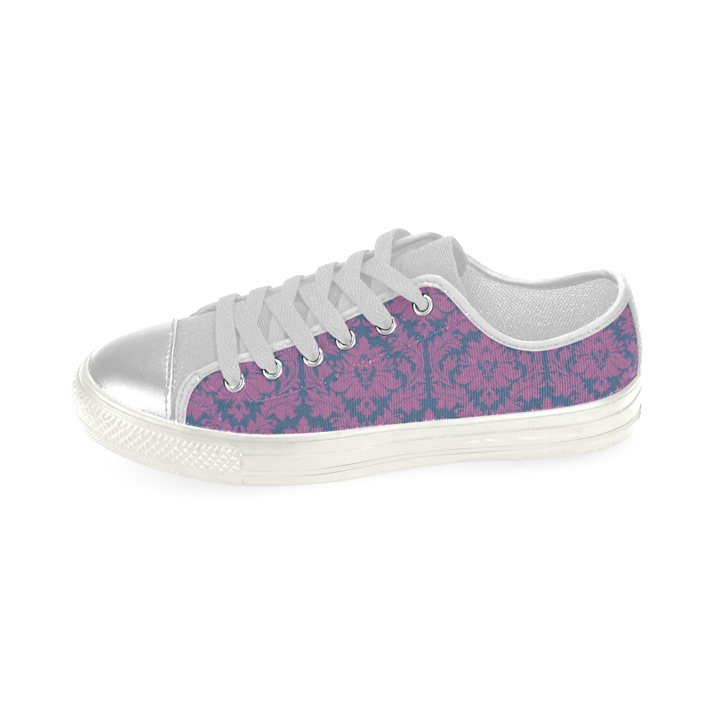 autumn fall colors pink blue damask pattern Women's Classic Canvas Shoes (Model 018)
