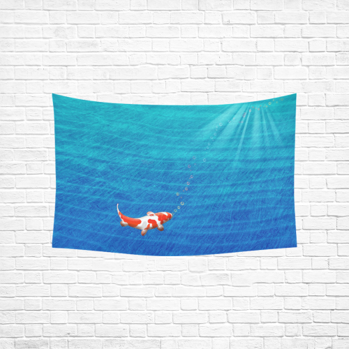 the last koi Cotton Linen Wall Tapestry 60"x 40"