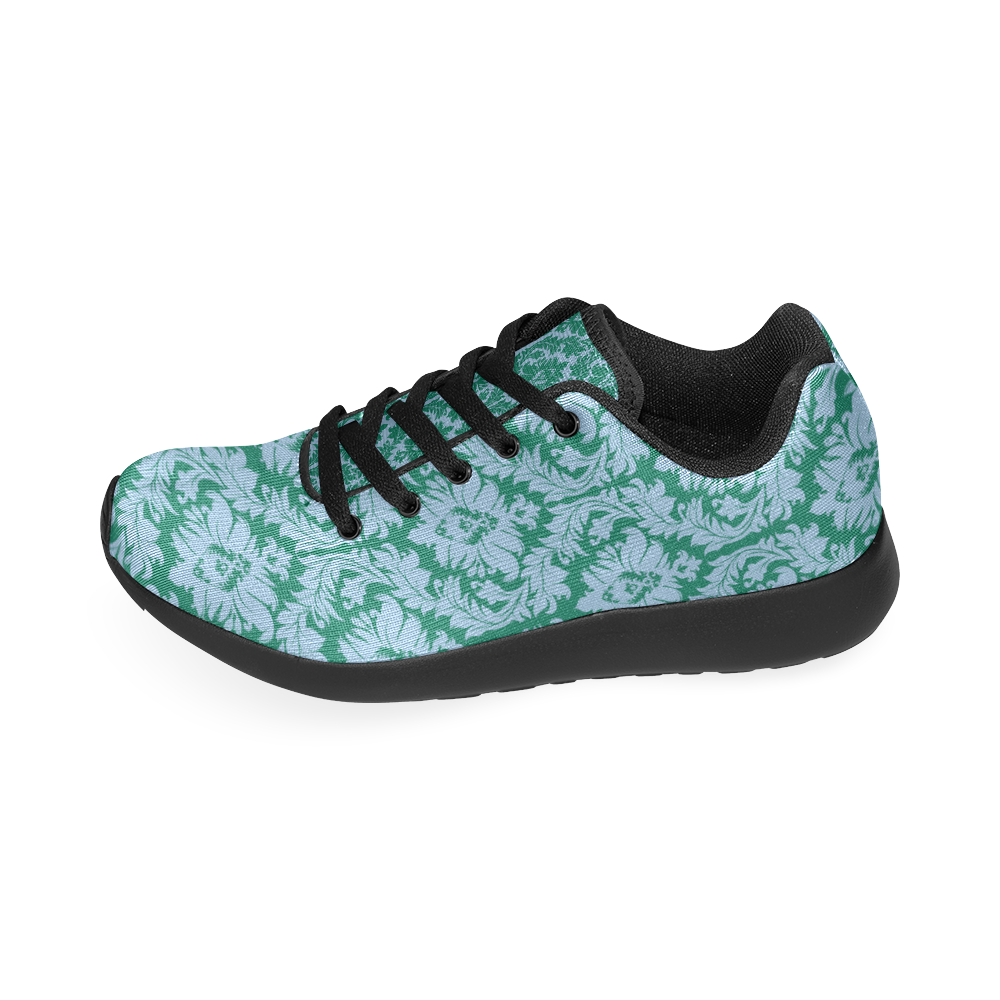 autumn fall colors green blue damask Women’s Running Shoes (Model 020)