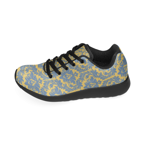 autumn fall colors yellow blue damask Women’s Running Shoes (Model 020)
