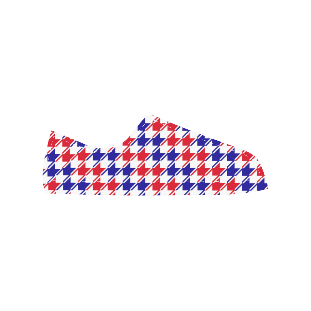Patriotic Houndstooth Checks by ArtformDesigns Men's Classic Canvas Shoes/Large Size (Model 018)