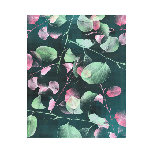 Modern Green and Pink Leaves Duvet Cover 86"x70" ( All-over-print)